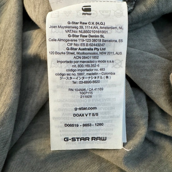 G Star Raw Doax Washed Organic Cotton V-neck T-shirt Size Large - Picture 10 of 12